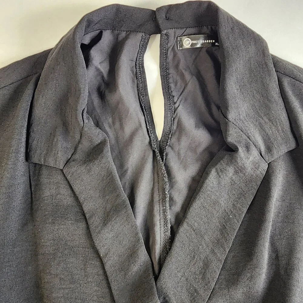 PrettyGarden Womens Black Romper Size XL One Piece Shorts Pockets Cute Spring - Picture 3 of 11